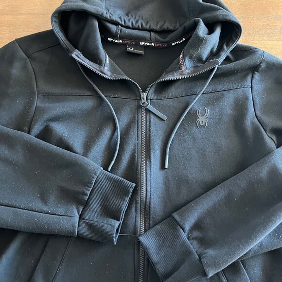 Spyder Black ProWeb Full Zip Hooded Jacket Sweatshirt Men's Size Medium XL - Picture 3 of 9